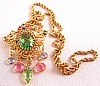 UNS41 goldtone pastel rhinestones filigree pendant